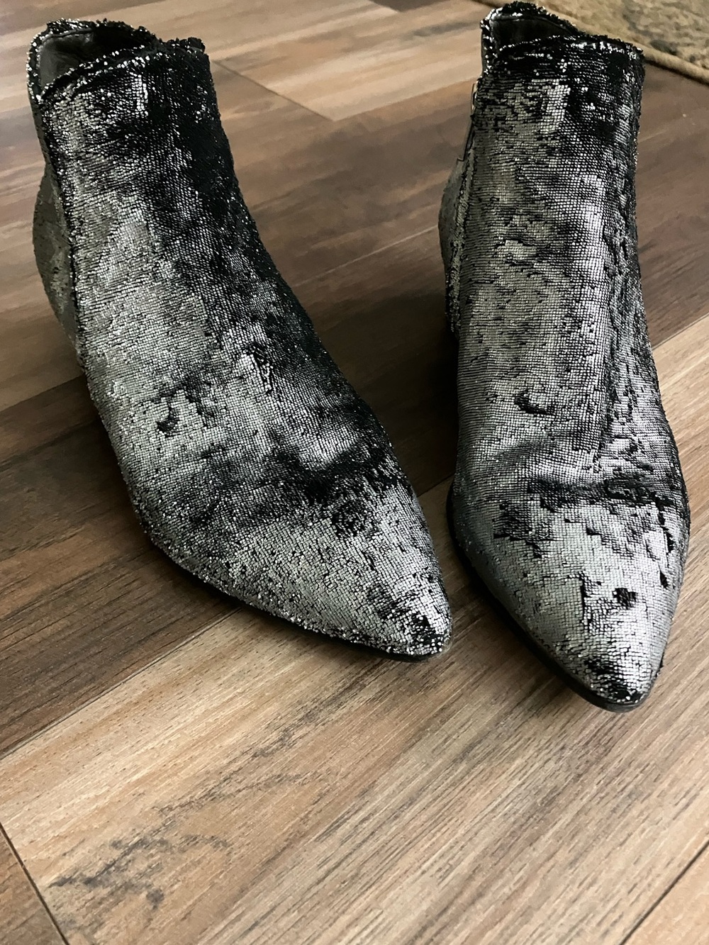 Officine Creative silver black textured ankle heeled boots
